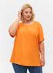 Kortermet bluse i viskose, Orange Peel, Model image number 0