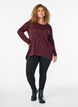 Leopardmønstret bluse med lange ermer, Mørk Bordeaux, Model image number 1