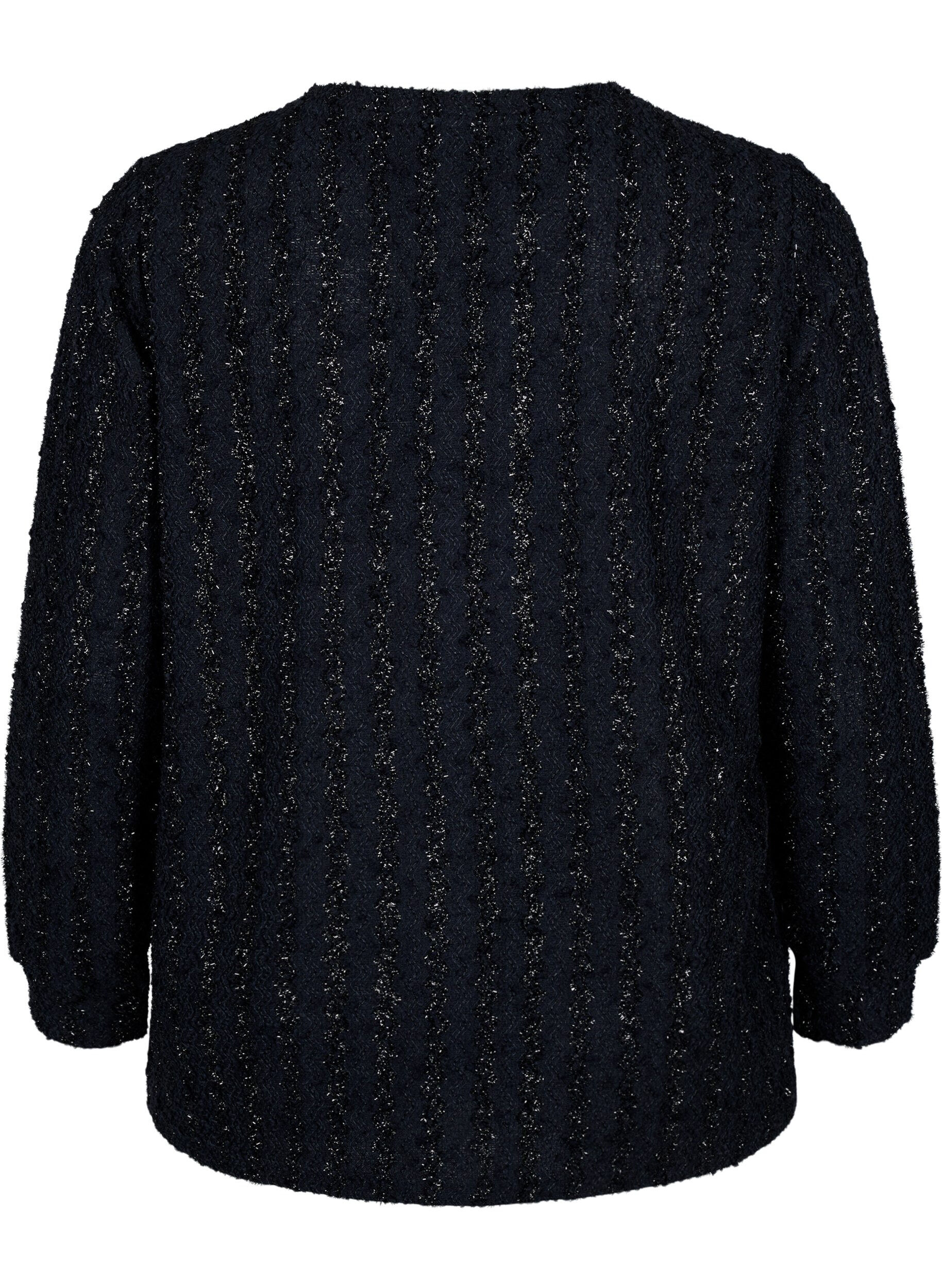 Zizzi Bluse med glimmerstruktur, Svart, Packshot image number 1