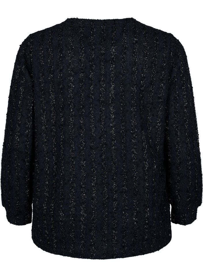 Bluse med glimmerstruktur, Svart, Packshot image number 1