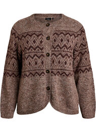 Jacquard m&oslash;nster cardigan, Brun
