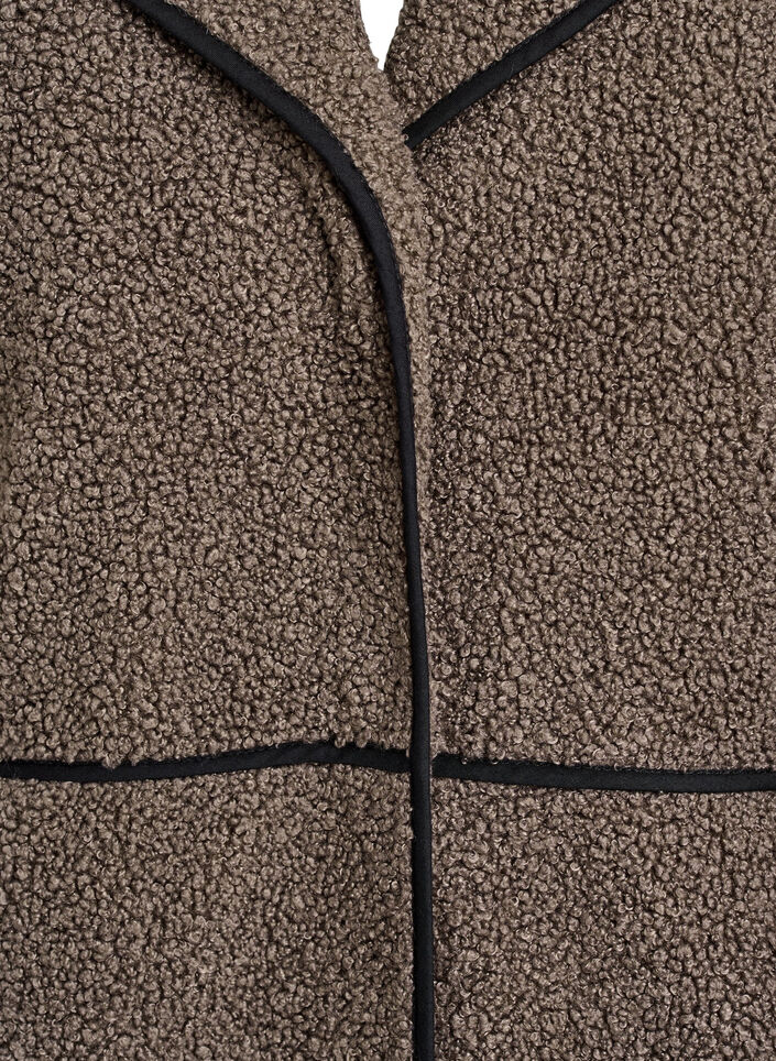Myk teddyjakke med kontrastdetaljer, Brun, Packshot image number 2