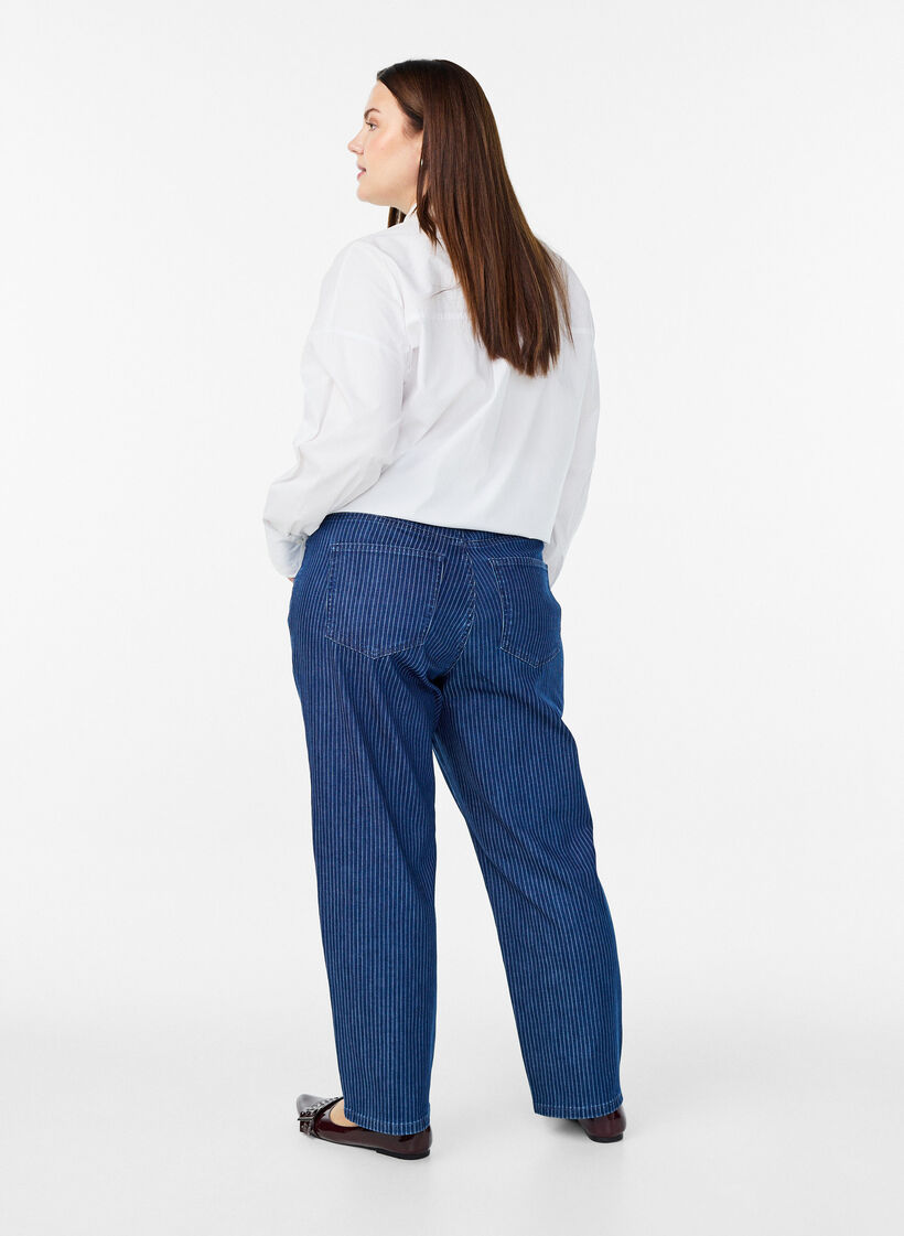 Stripete jeans med straight fit, Blå, Model image number 1