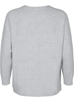 Melert strikkegenser med paljetter, Light Grey Melange, Packshot image number 1