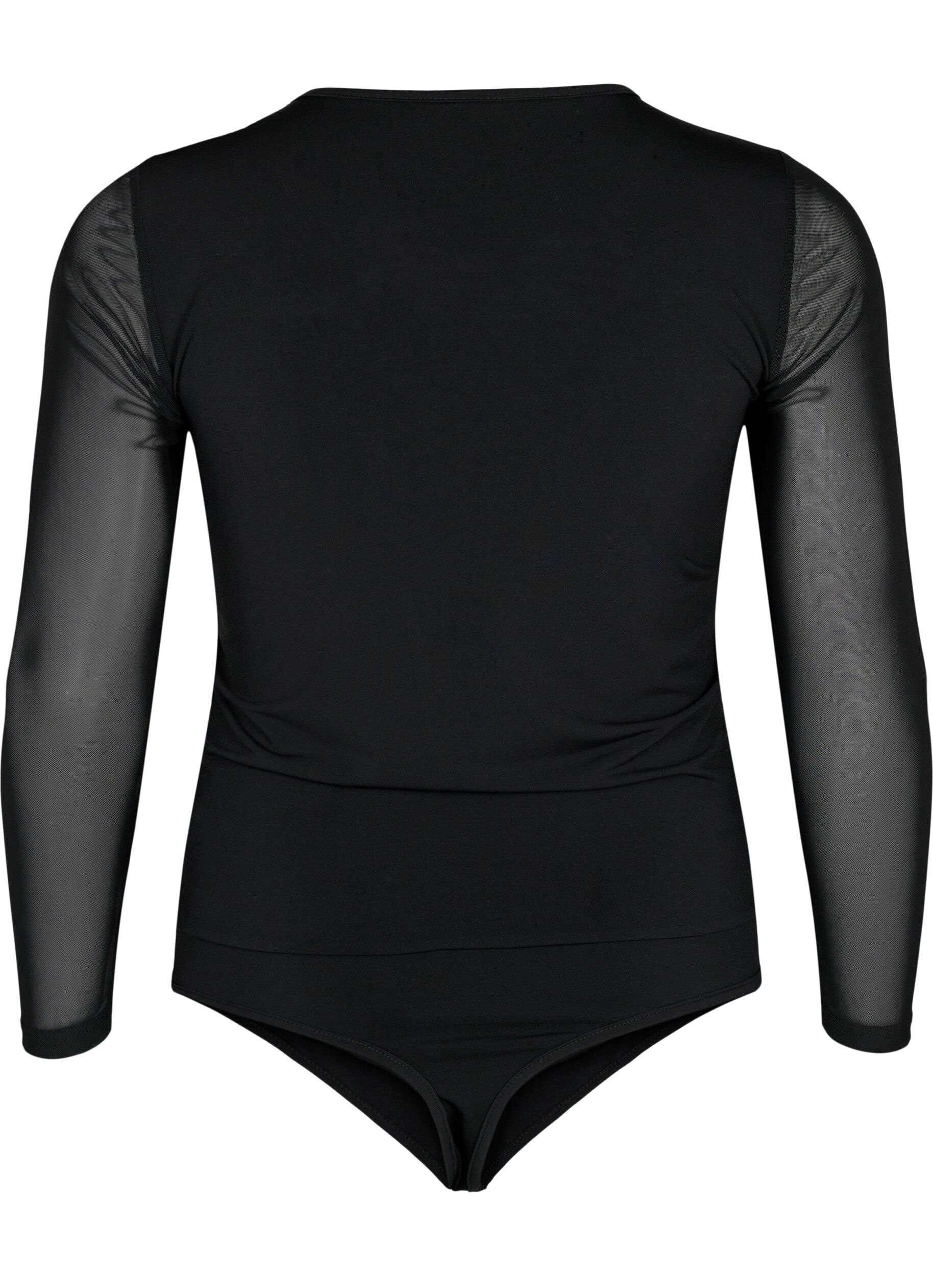 Zizzi Tettsittende body med mesh, Black, Packshot image number 1