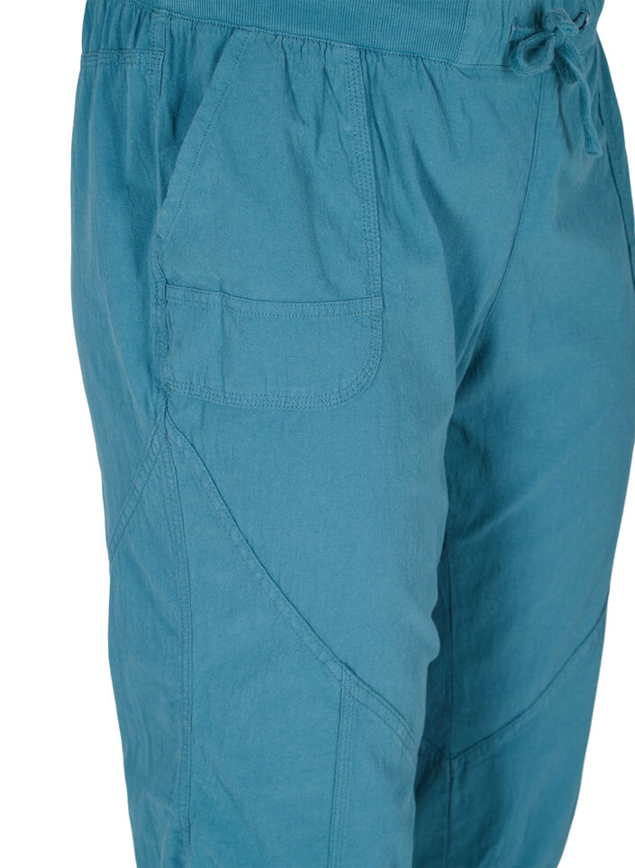 Løse capribukser i bomull, Blå, Packshot image number 2
