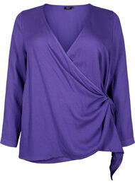 Langermet bluse i viskose med wrap look, Prism Violet