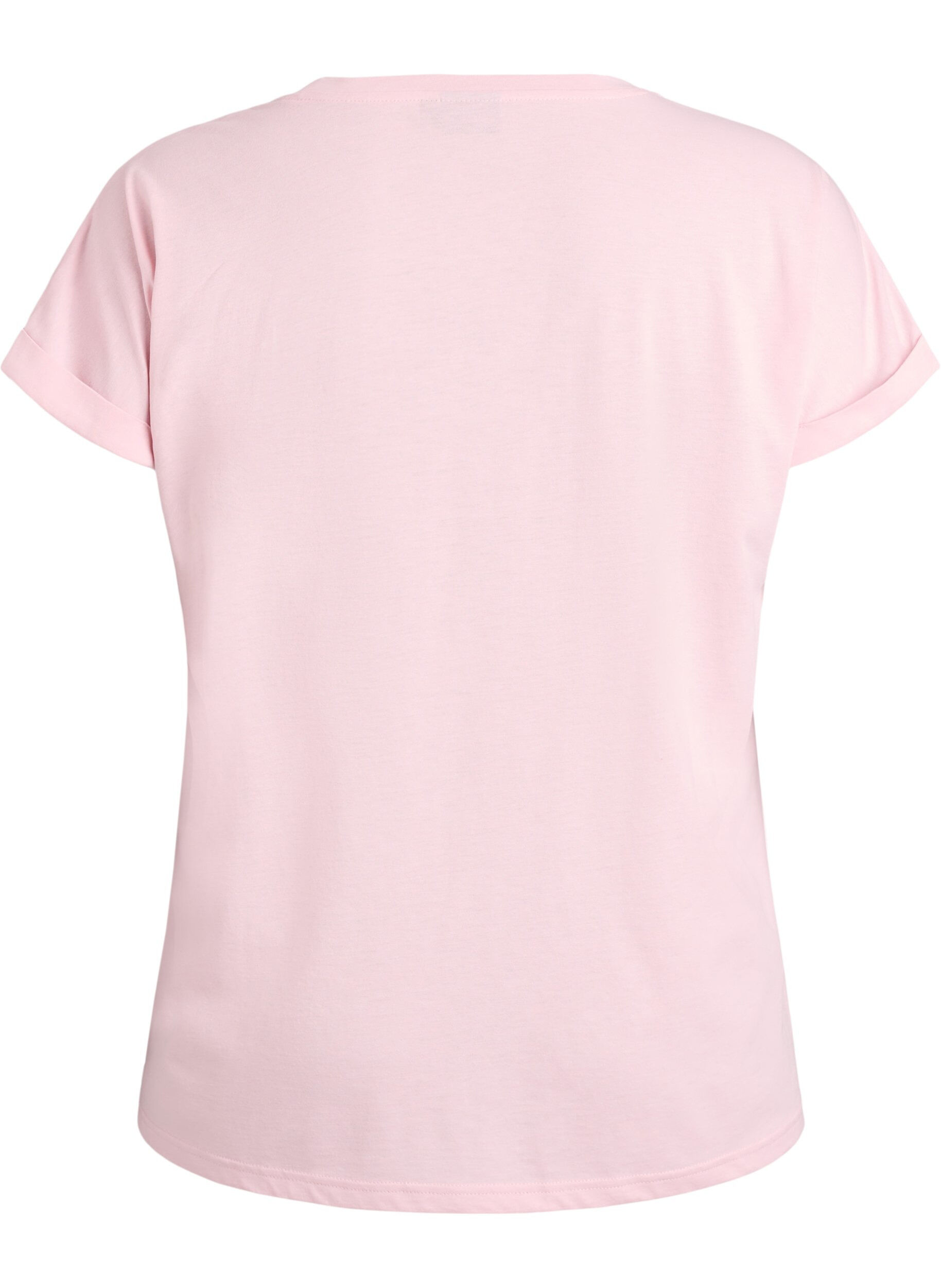 ZizziKortermet t-skjorte i bomullsblanding, Rosa, Packshot image number 1