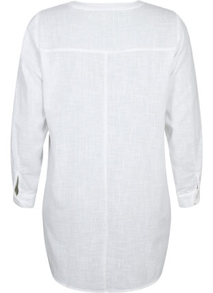 Zizzi Tunika i bomull med 3/4-ermer, Bright White, Packshot image number 1