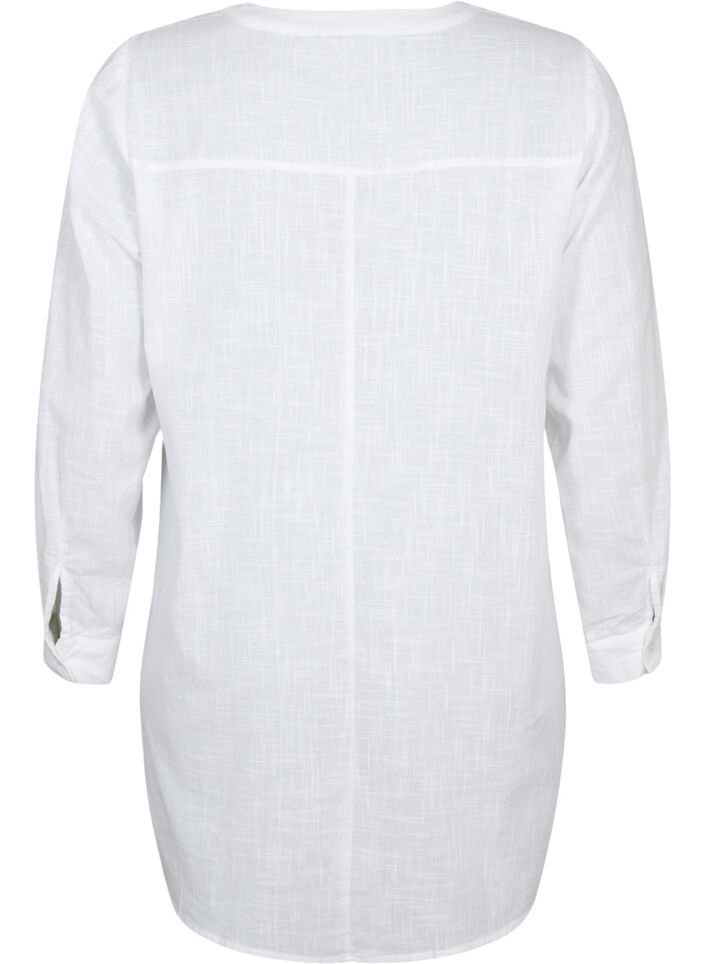Tunika i bomull med 3/4-ermer, Bright White, Packshot image number 1