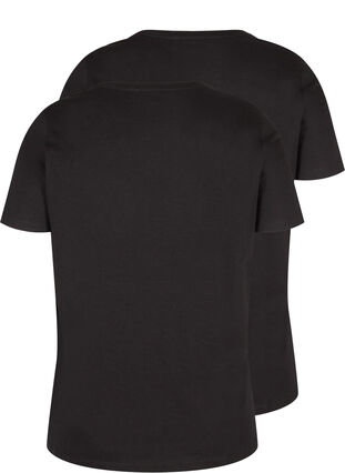 2 stk. kortermet T-skjorter i bomull, Black, Packshot image number 1