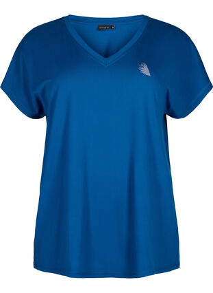 Løstsittende trenings-t-skjorte med v-hals, Blue Opal, Packshot image number 0