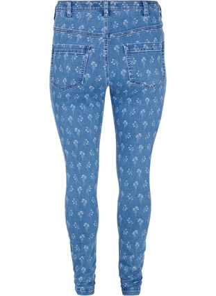 Super slim Amy jeans med blomstermønster, Blue denim, Packshot image number 1