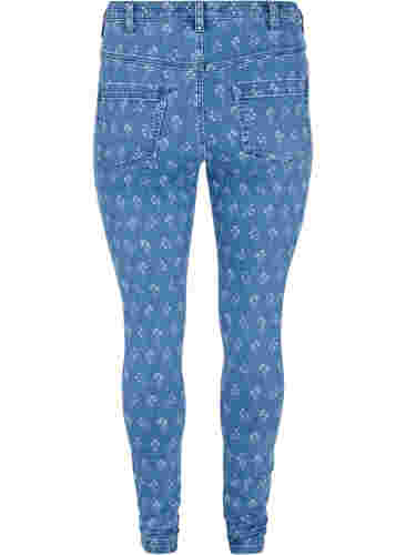 Super slim Amy jeans med blomstermønster, Blue denim, Packshot image number 1