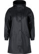 Regnjakke med hette og knappelukking, Black, Packshot image number 0