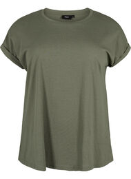Kortermet T-skjorte i bomullsblanding, Dusty Olive