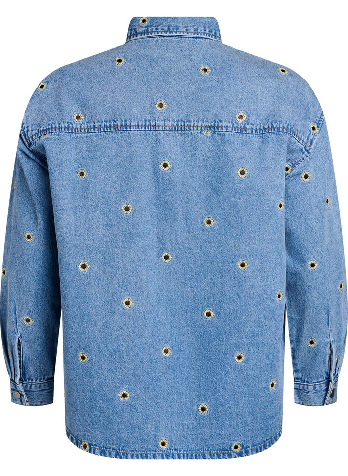Denimskjorte med broderte blomster, L. B. D Sunflower , Packshot