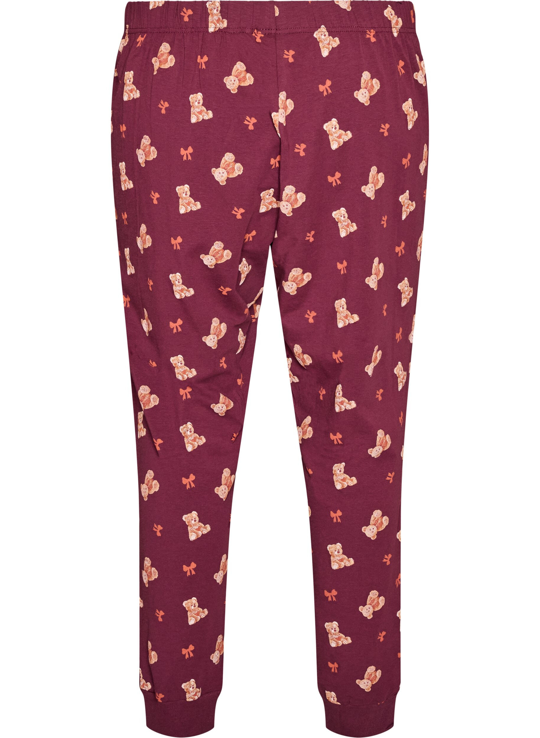 ZizziPyjamasbukser med trykk, R&oslash;d, Packshot image number 1