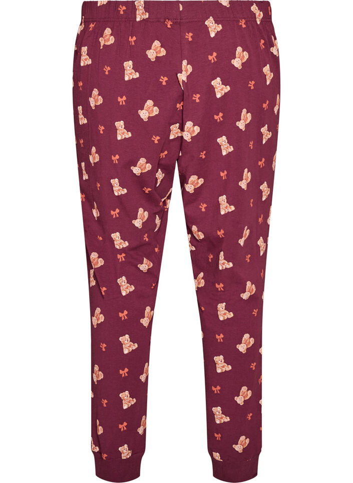 Pyjamasbukser med trykk, R&oslash;d, Packshot image number 1