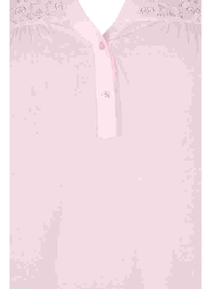 Bomullsbluse med blondedetaljer, Pink-A-Boo, Packshot image number 2