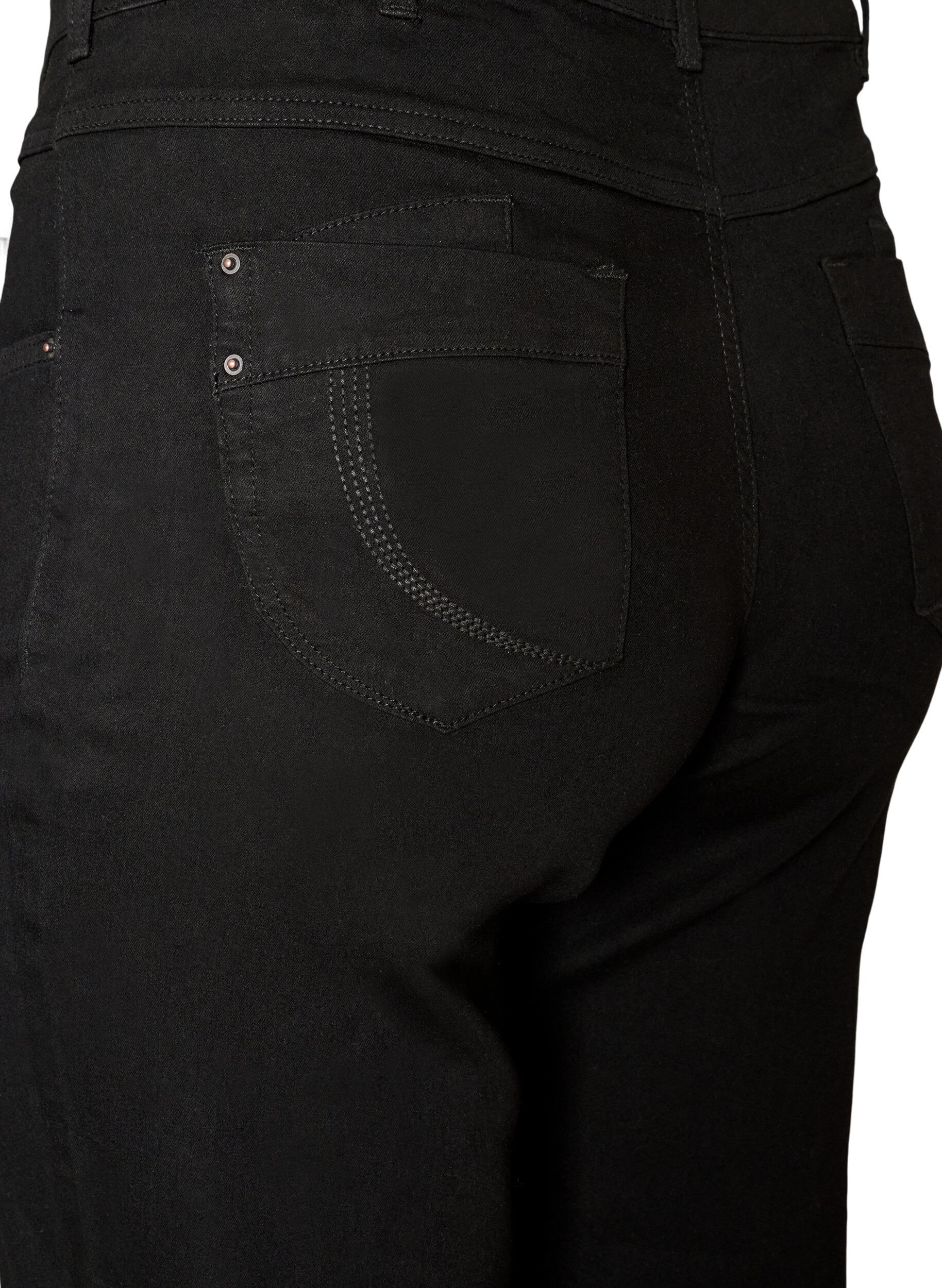 ZizziRegular fit Gemma-jeans med h&oslash;y midje, Svart, Packshot image number 3