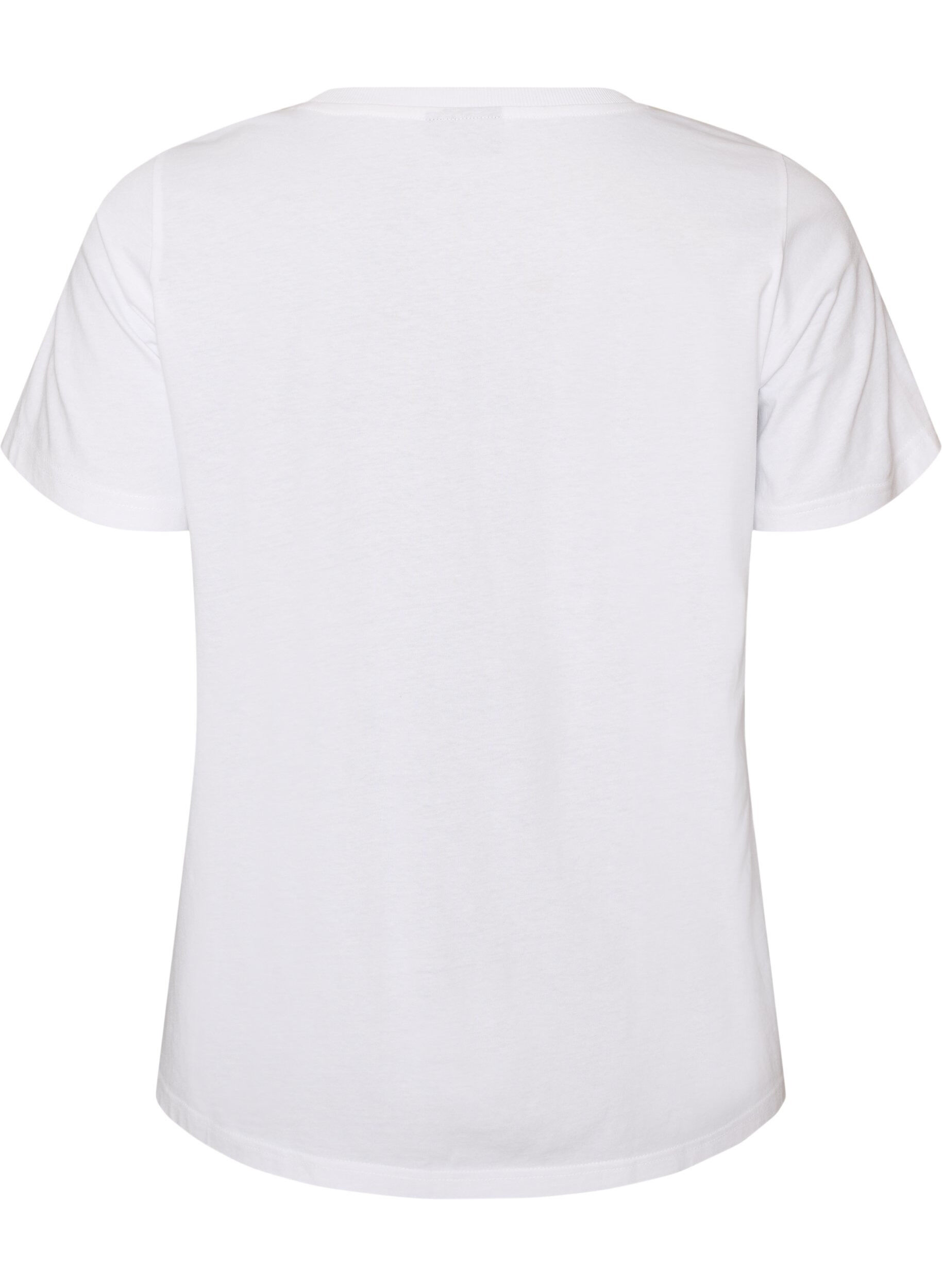 ZizziBomulls T-skjorte med trykk, Hvit, Packshot image number 1