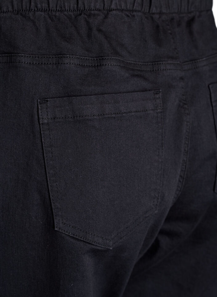 Joggebukse i denim med lommer, Svart, Packshot image number 3