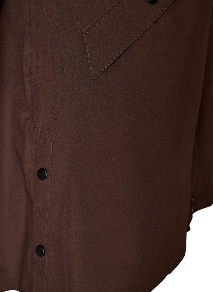 Regnjakke med lommer og hette, Brun, Packshot image number 3