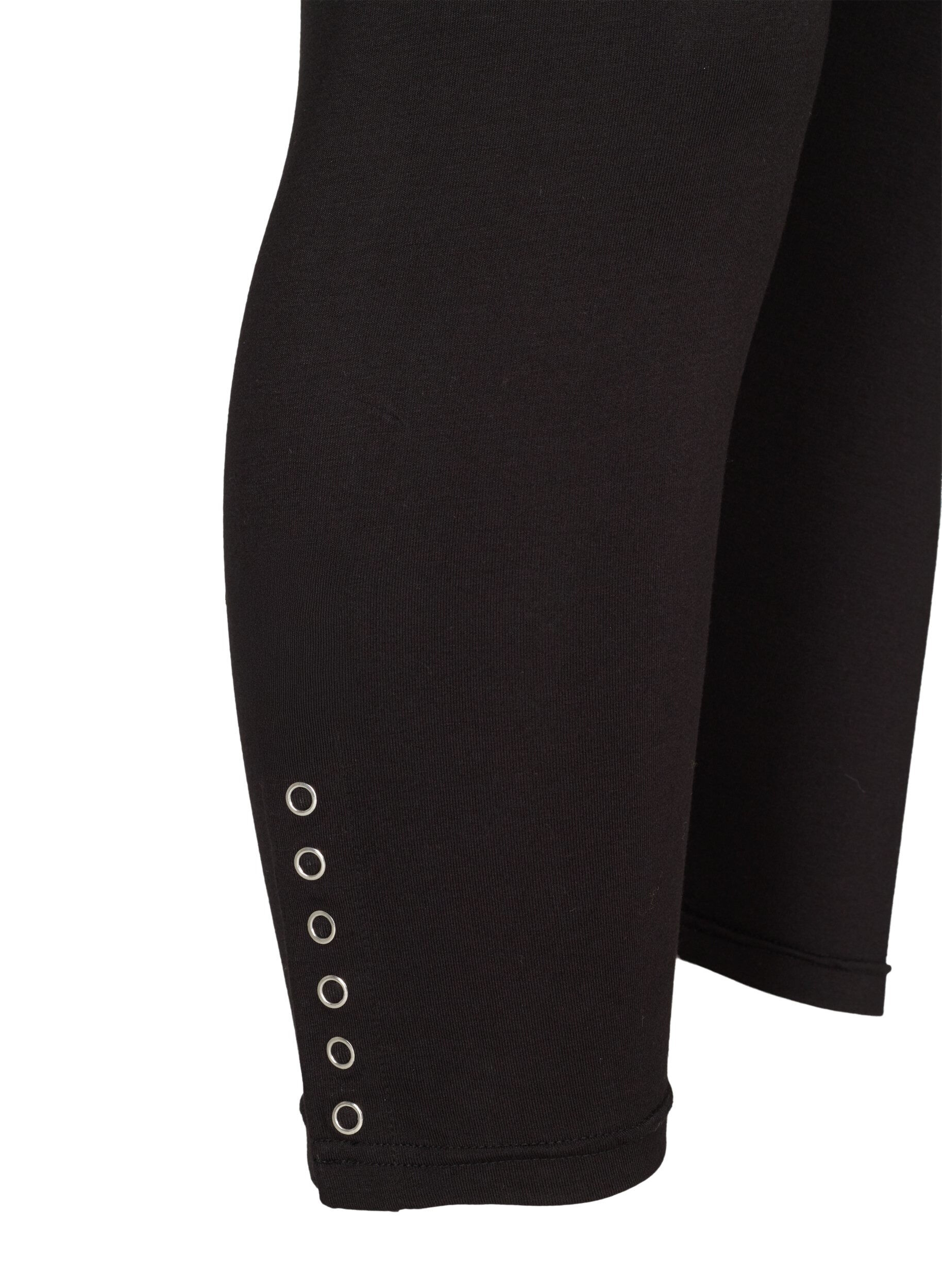 Zizzi3/4-leggings med knapper, Svart, Packshot image number 3