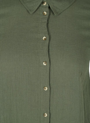 Lang bomullsskjorte med en klassisk krage, Thyme, Packshot image number 2