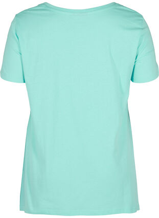 Kortermet T-skjorte i bomull med A-form, Aqua Sky PARIS, Packshot image number 1