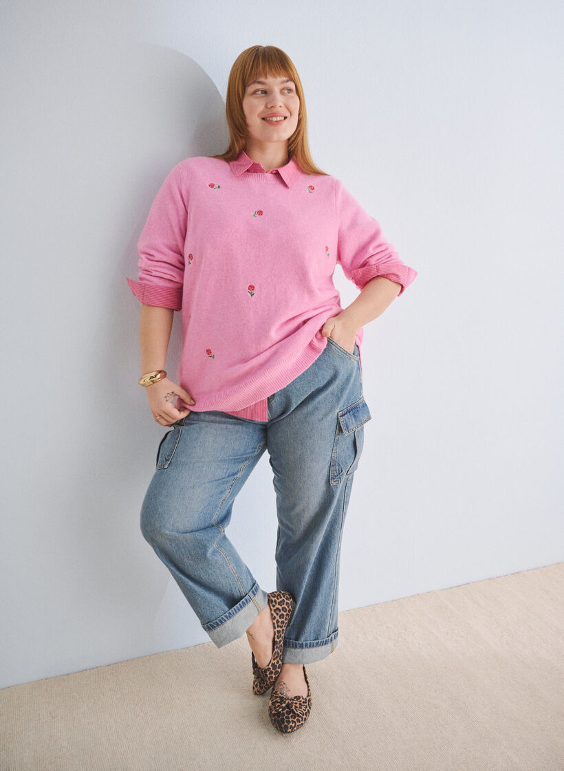 Løstsittende jeans med cargo-lommer, Light blue, Image image number 0