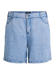 Løse denimshorts med høy midje, Light Blue Denim
