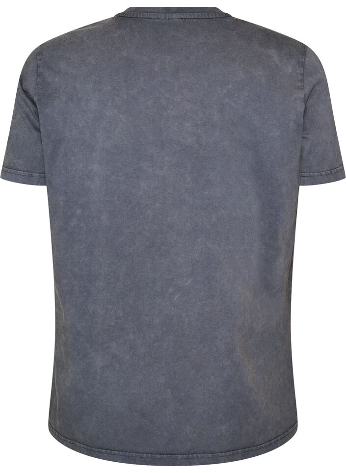 T-skjorte i bomull med frontprint og vasket look, Gr&aring;, Packshot image number 1