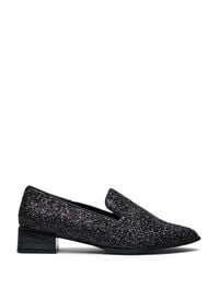 Wide fit - Loafers med glitter, Svart Wide fit - Loafers med glitter