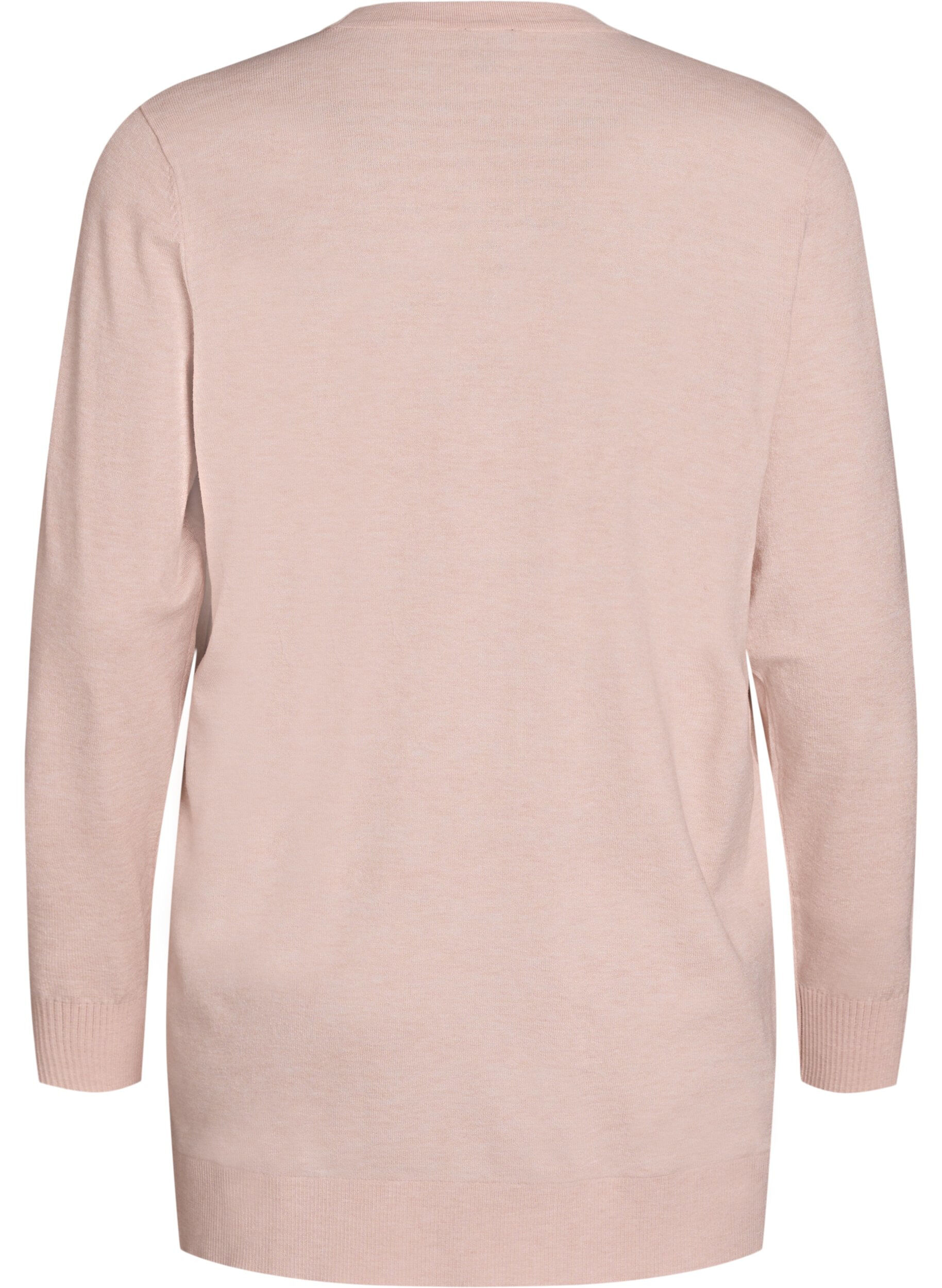 Zizzi Lang &aring;pen strikket cardigan med lommer, Rosa, Packshot image number 1