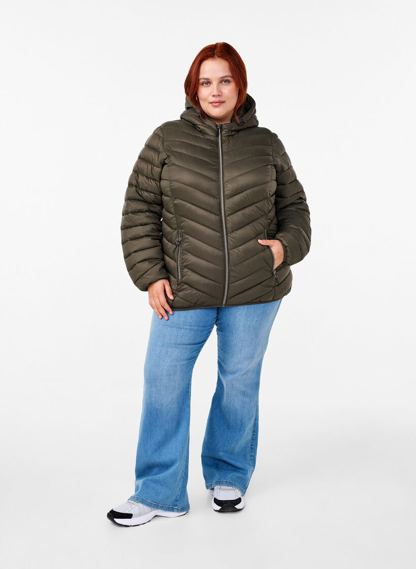 Lett jakke med hette, Gr&oslash;nn, Model image number 1
