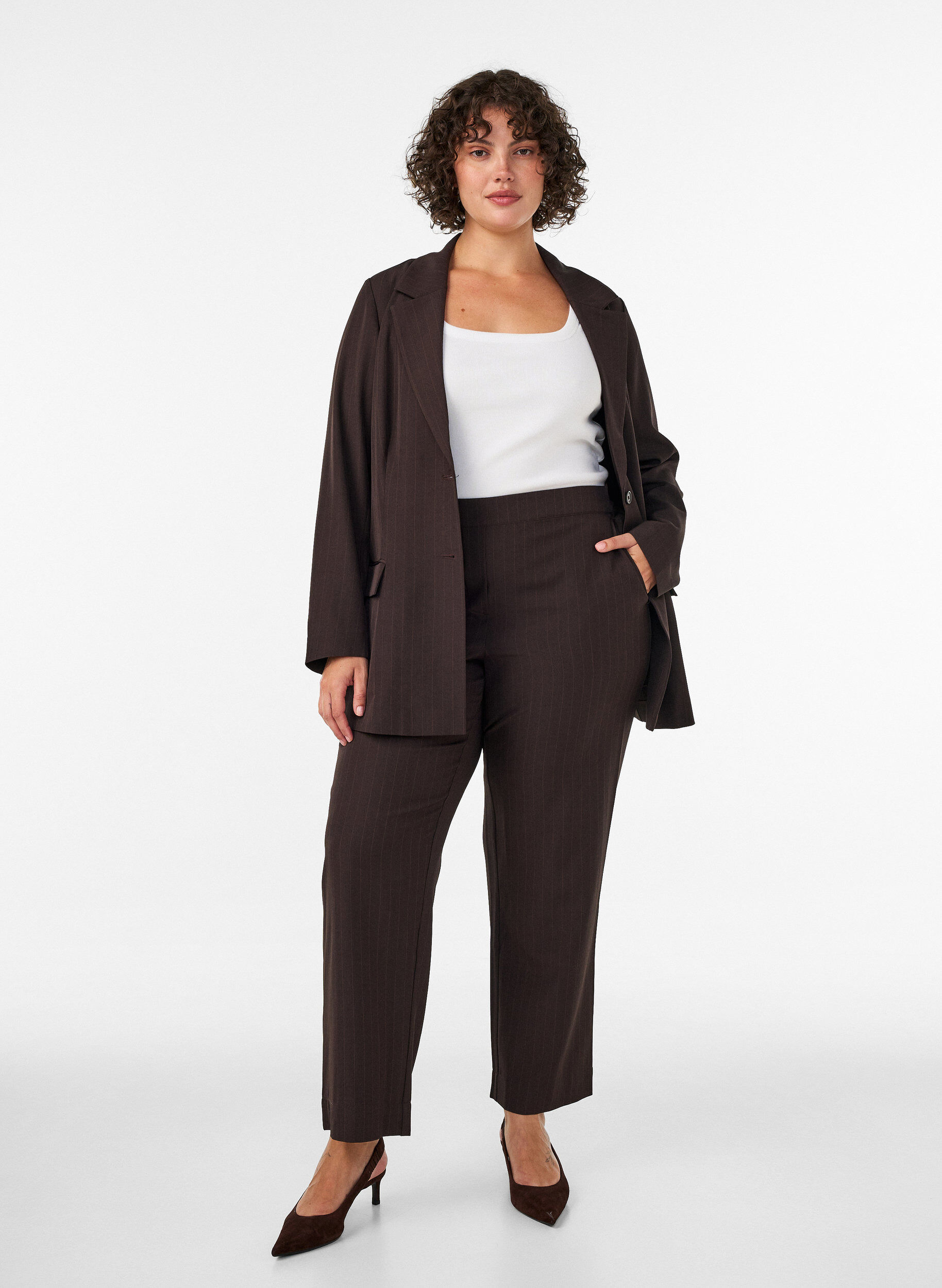 Loose fit bukser med lommer, Brun, Model