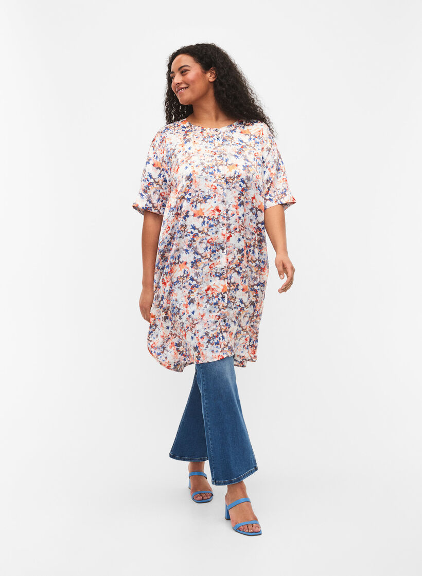 Skjortekjole med mønster og knappelukning, B.White graphic AOP, Model image number 2