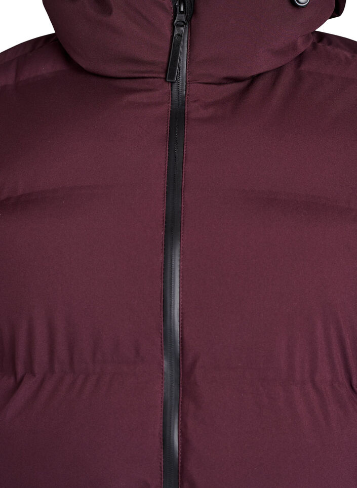 Lang vinterkåpe med hette, Mørk Bordeaux, Packshot image number 2
