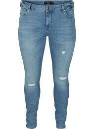 Ekstra slim Sanna jeans med slitte detaljer, Light blue denim