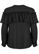 Ruffle-skjortebluse med perleknapper, Black, Packshot image number 1