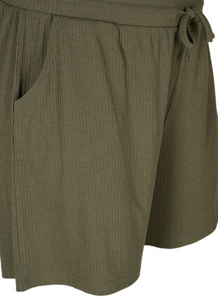 Shorts i et ribbet materiale med lommer, Dusty Olive, Packshot image number 2