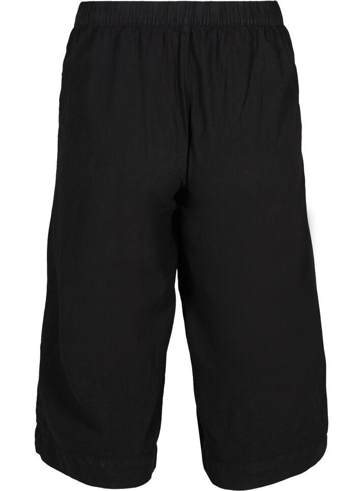 Løse culottebukser i bomull, Black, Packshot image number 1
