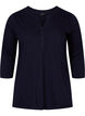 Bluse i bomull med 3/4-ermer, Night Sky, Packshot image number 0