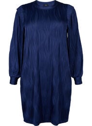 Langermet kjole med teksturmønster, Maritime Blue