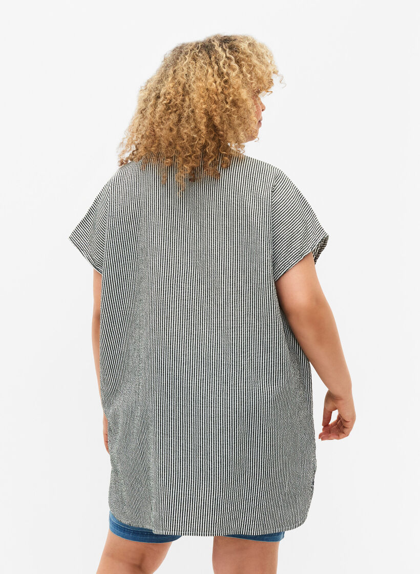 Kortermet bomullskjorte med striper, Scarab Stripe, Model image number 1
