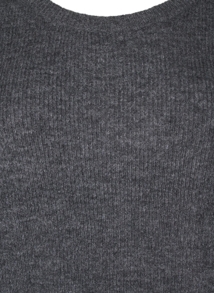 Melert genser med rund hals, Dark Grey Black Mel., Packshot image number 2