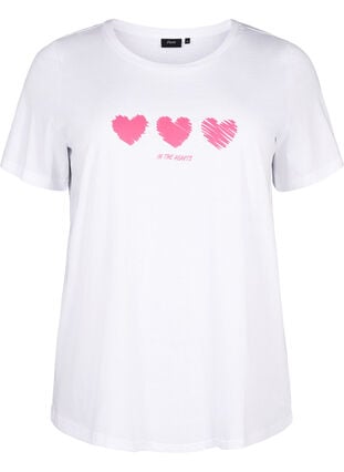 T-skjorte i bomull med rund hals og trykk, B. White W. Hearts, Packshot image number 0