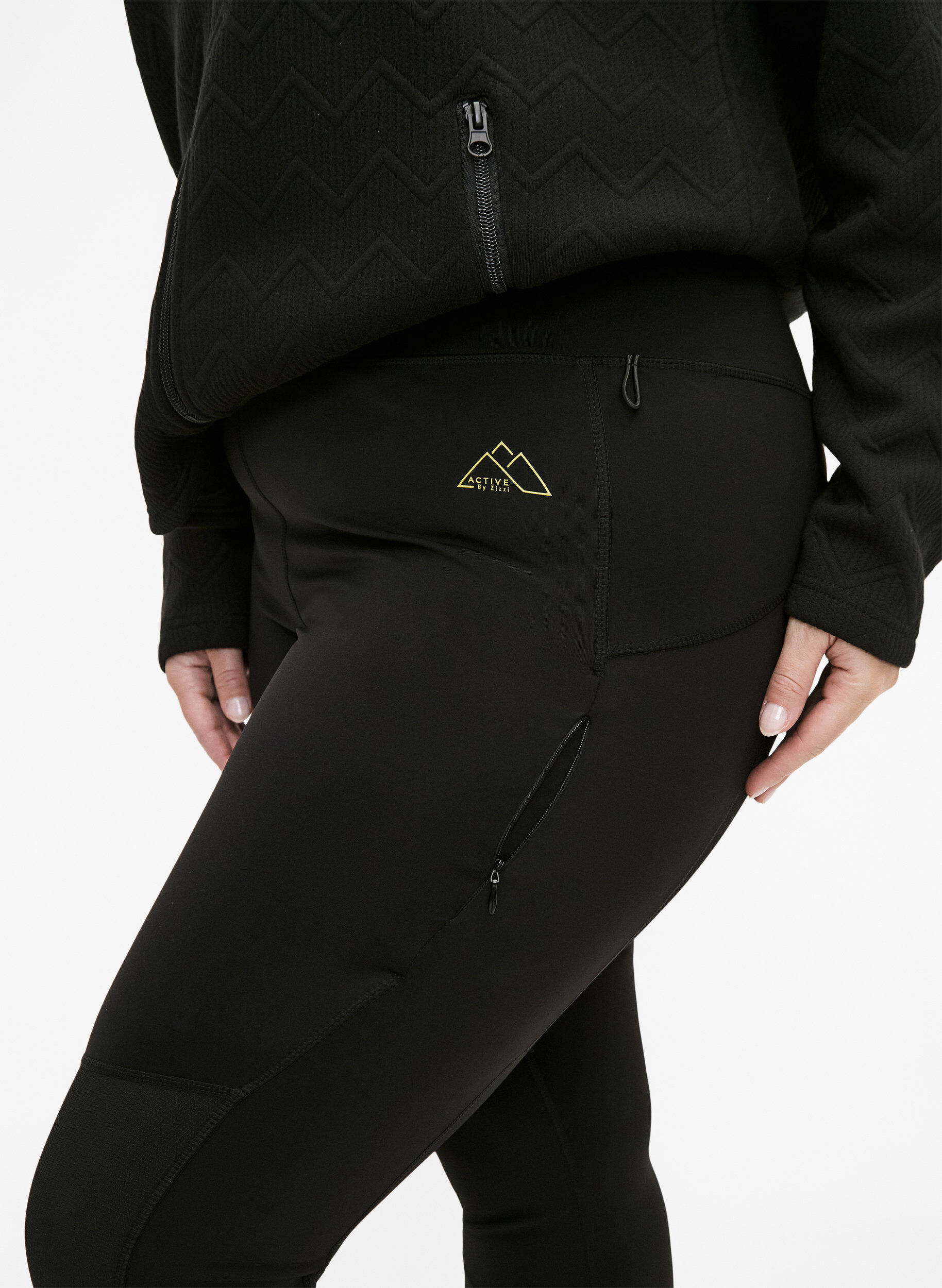 Zizzi T&oslash;yelig og slitesterk treningtights med lommer, Black, Model image number 2